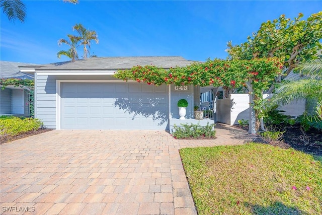 view of front of property featuring a garage