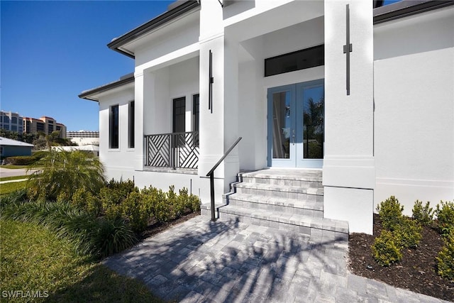 doorway to property with french doors