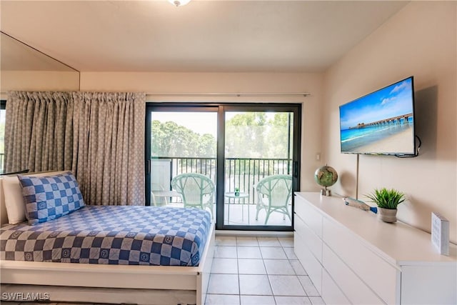 tiled bedroom with access to exterior