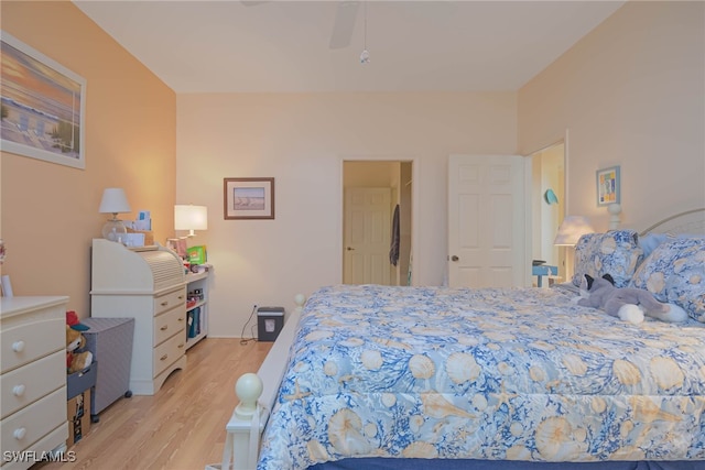 bedroom with light wood-style floors