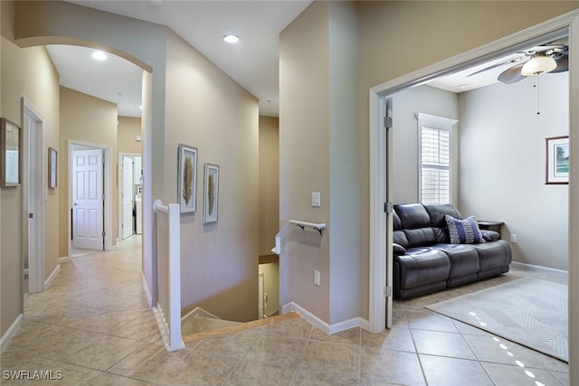 hallway with light tile patterned flooring