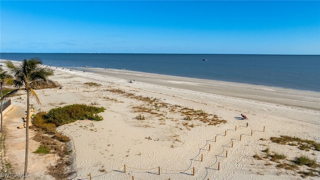 view of water feature with a view of the beach