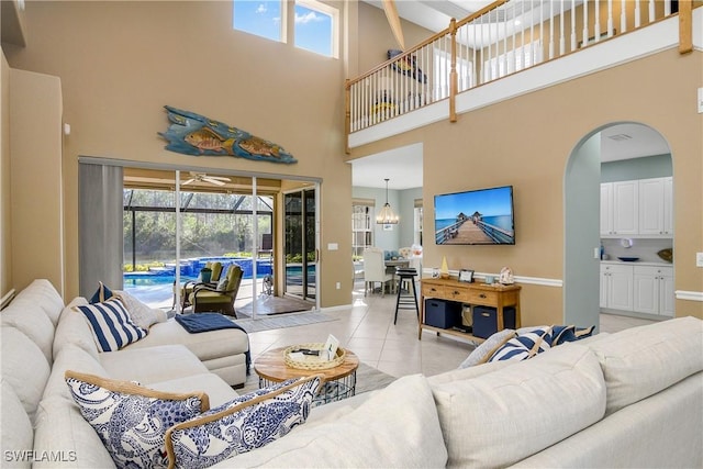 view of tiled living room