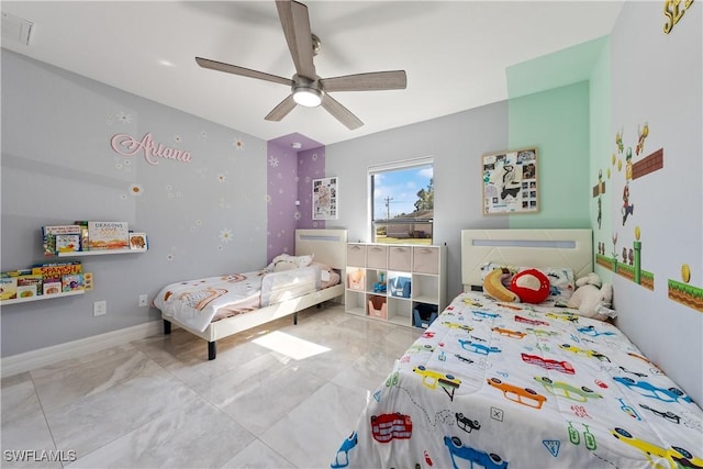 bedroom featuring ceiling fan