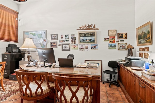 view of tiled office space