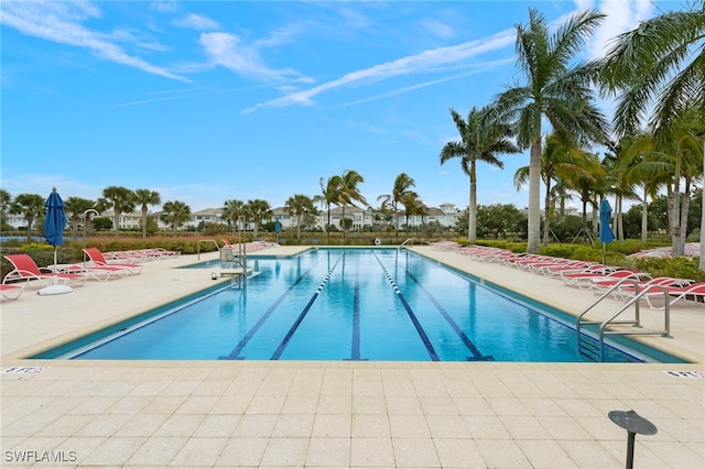 pool featuring a patio area