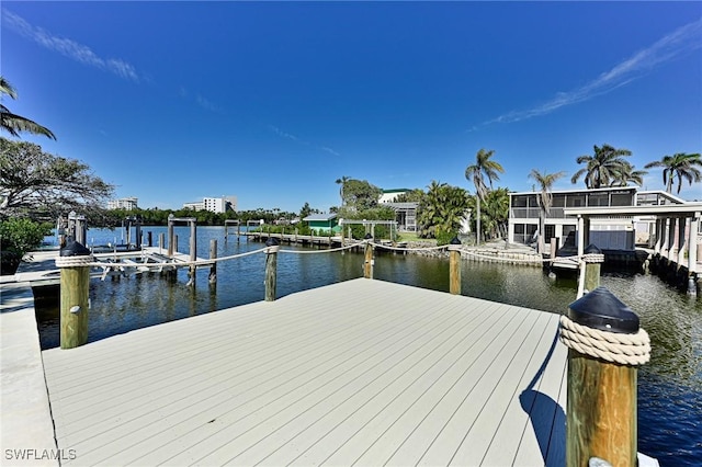 view of dock featuring a water view