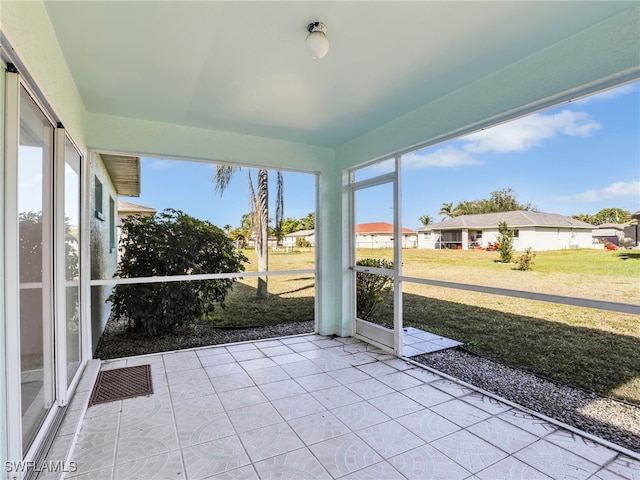 view of unfurnished sunroom