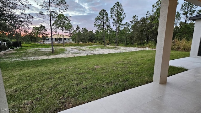 view of yard at dusk