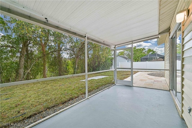 view of unfurnished sunroom