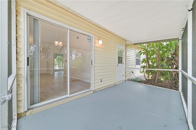 view of unfurnished sunroom