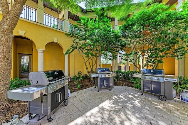 view of patio with a grill