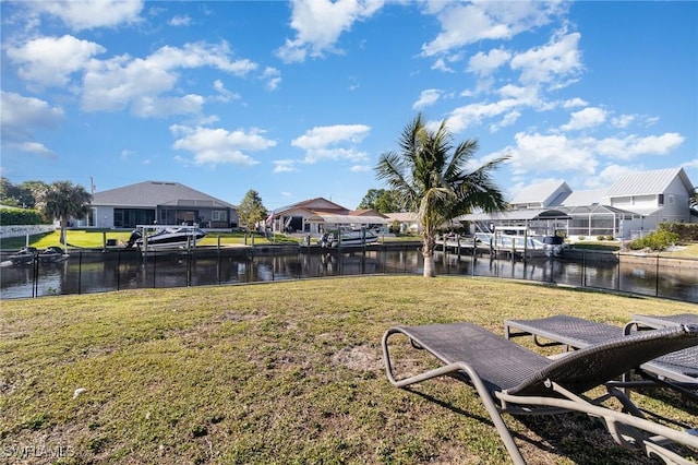 view of yard featuring a water view