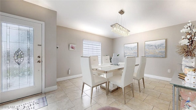 dining area with light tile patterned floors