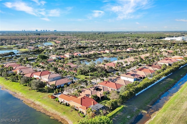 bird's eye view featuring a water view