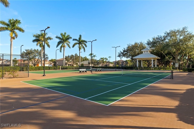 view of sport court with a gazebo and basketball court