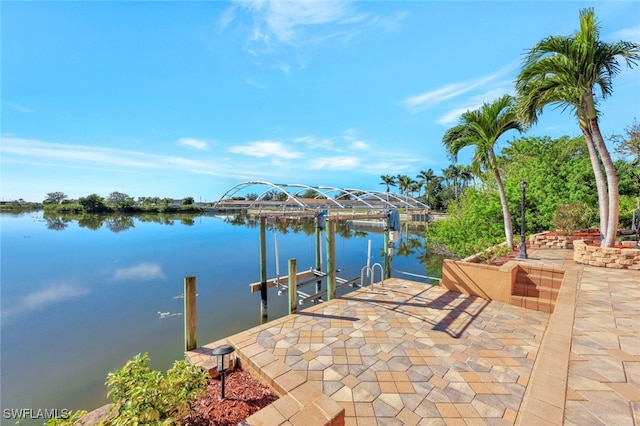 view of dock featuring a water view