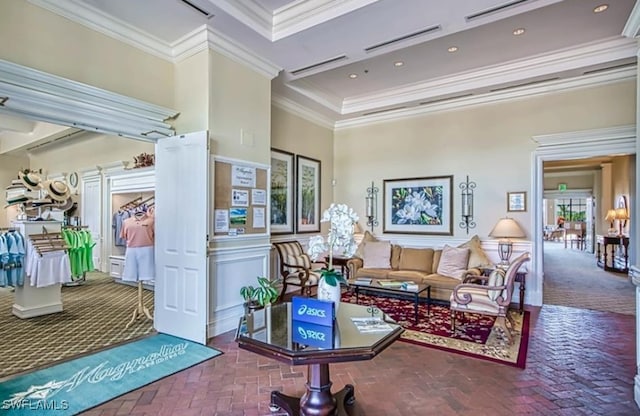 interior space featuring crown molding