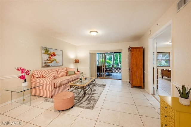 view of tiled living room