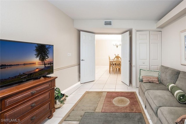 view of tiled living room