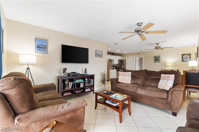 view of tiled living room