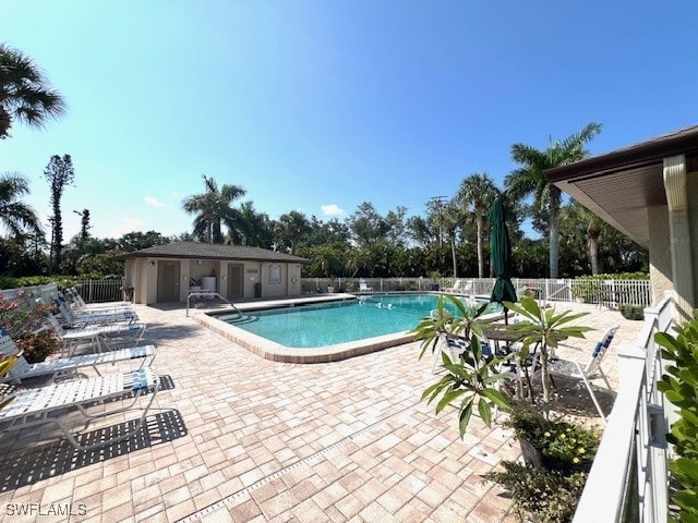 view of pool featuring a patio