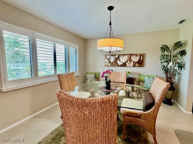 view of carpeted dining room