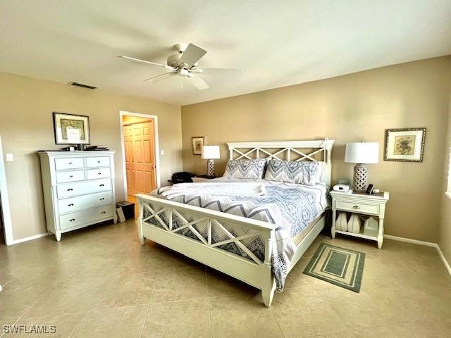 bedroom featuring ceiling fan