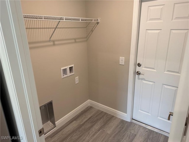 laundry area featuring washer hookup and wood-type flooring