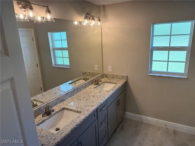 bathroom featuring vanity and tile patterned floors