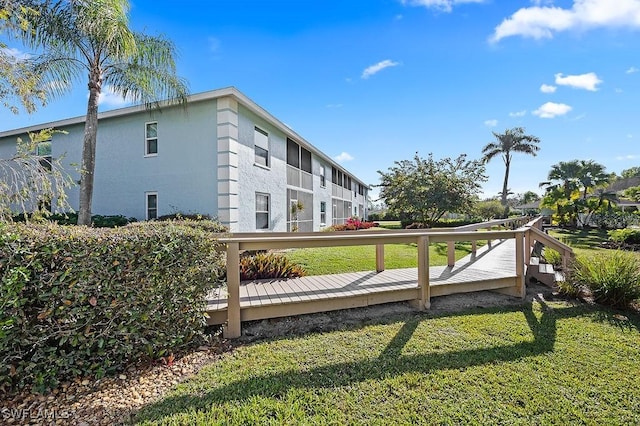 exterior space featuring a wooden deck