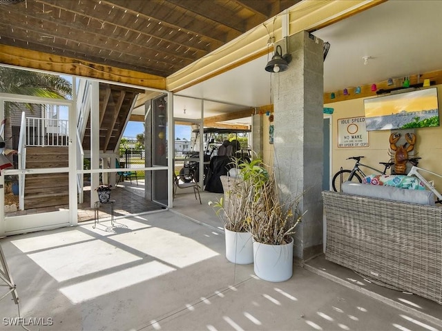 view of patio featuring stairs