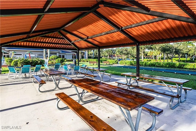 view of community with a gazebo and a yard