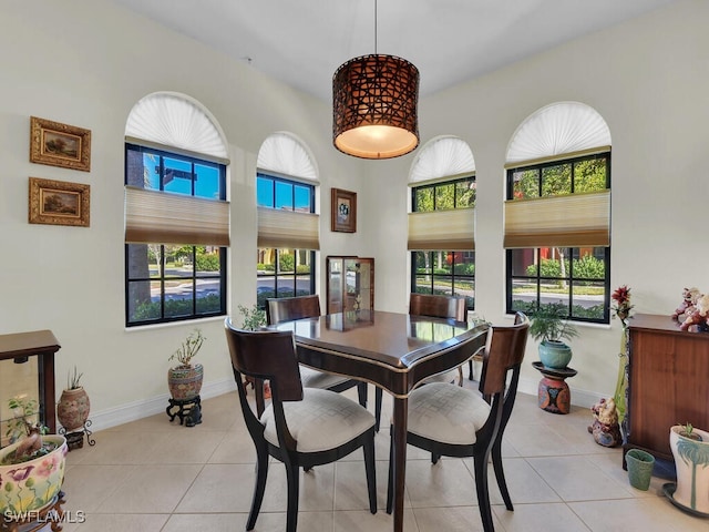 tiled dining space featuring plenty of natural light