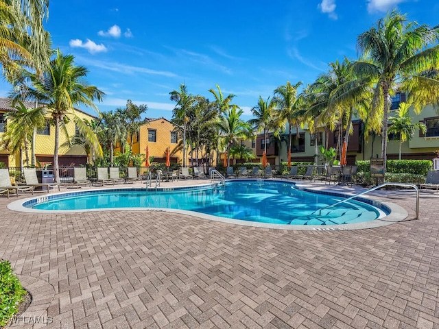 view of pool featuring a patio area