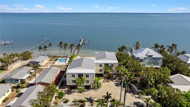 bird's eye view featuring a water view