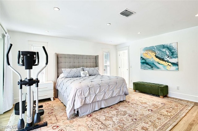 bedroom featuring light wood-type flooring