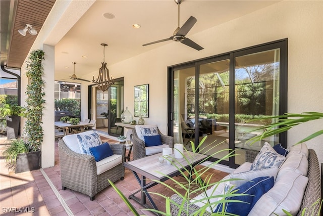 view of patio / terrace with an outdoor hangout area and ceiling fan