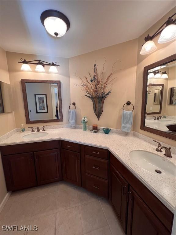 bathroom featuring vanity and tile patterned floors