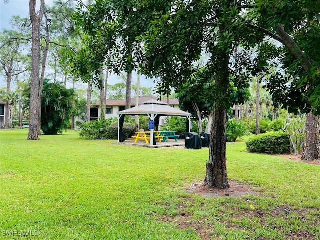 view of yard featuring a gazebo