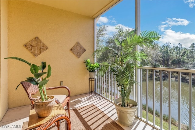 balcony with a water view