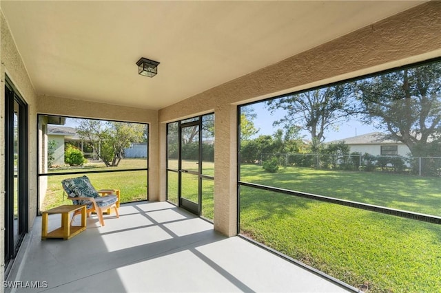 view of unfurnished sunroom