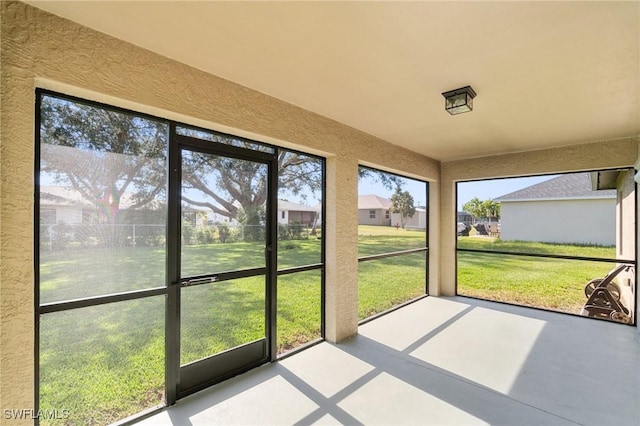 view of unfurnished sunroom