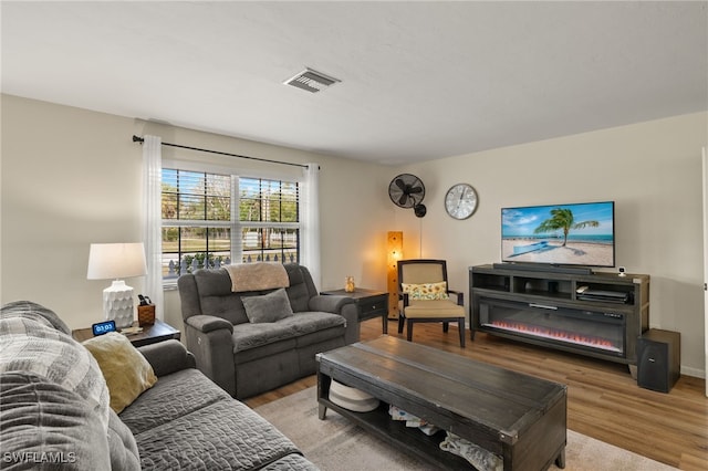 living room featuring light hardwood / wood-style floors