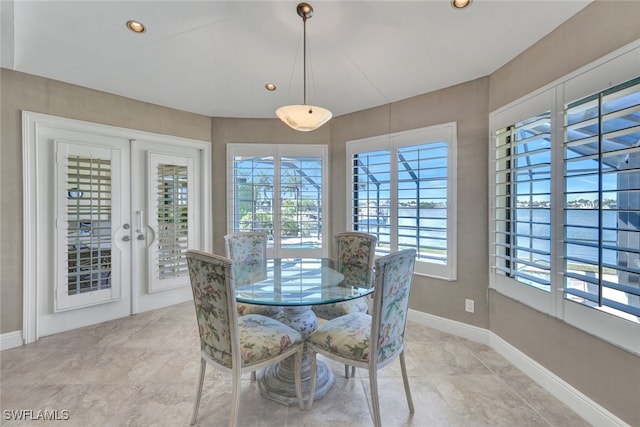 dining space with french doors