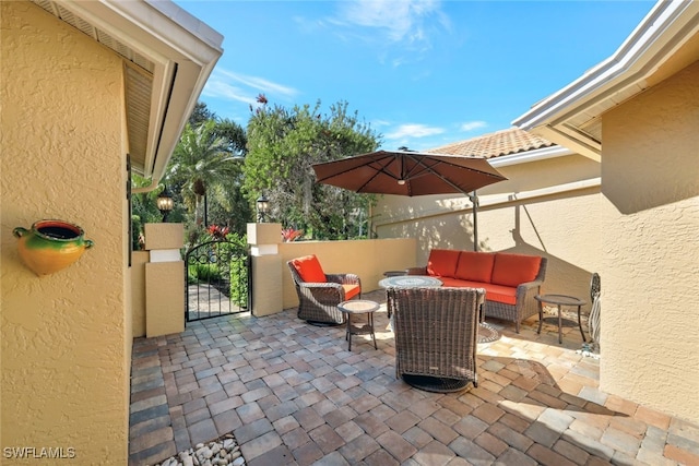 view of patio / terrace with an outdoor living space