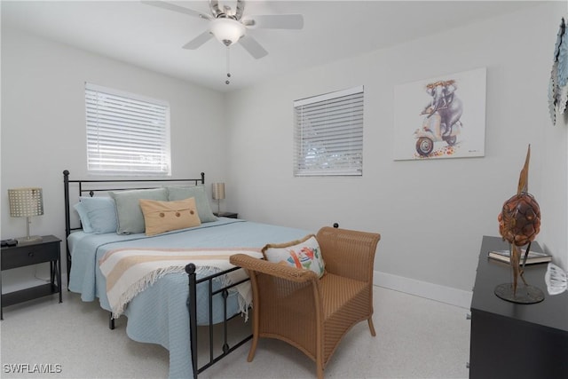 bedroom featuring ceiling fan