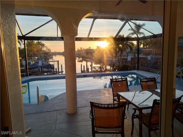 exterior space featuring a lanai and a patio area