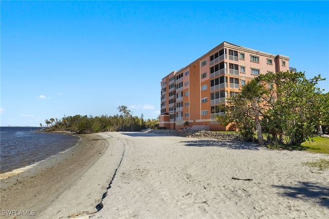 exterior space featuring a water view