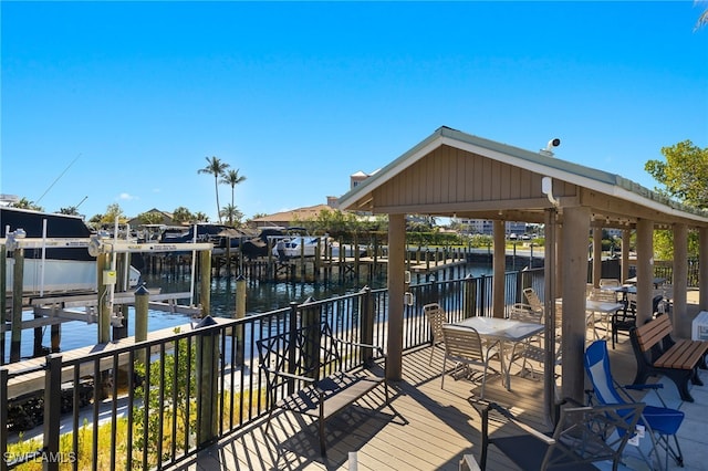 view of dock featuring a water view